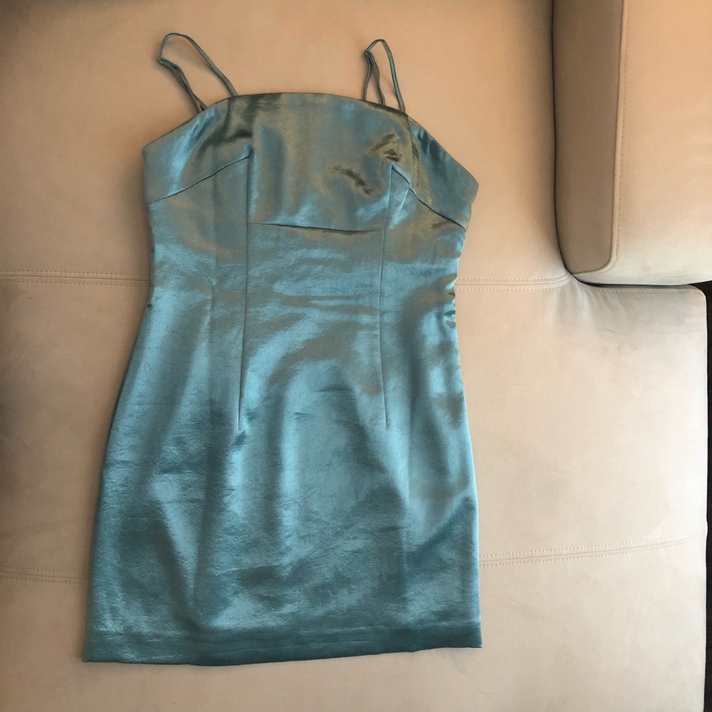 Seafoam/Light Teal Satin Mini Dress